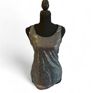 Luna Tiks Y2K Silver Sequin Women's Top